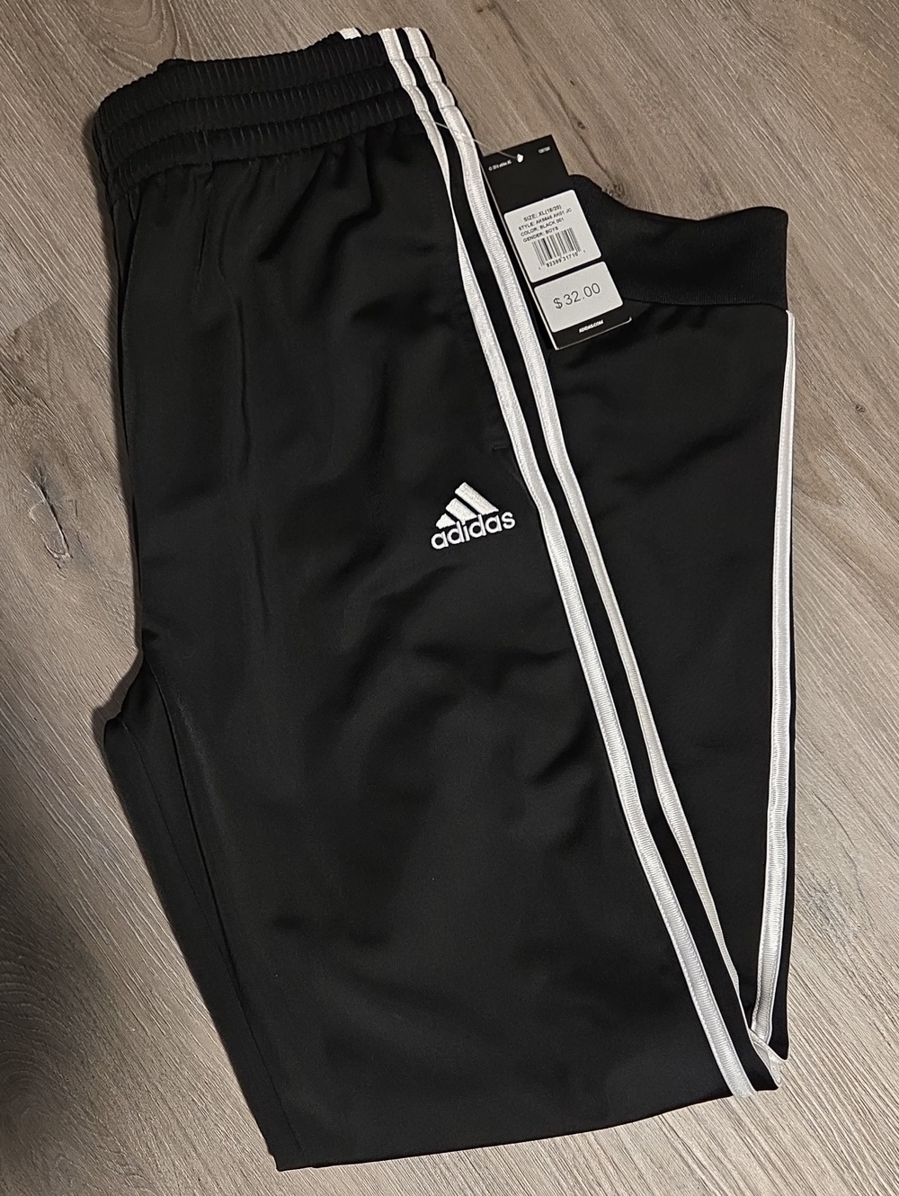 adidas Black Joggers with White Side Stripes